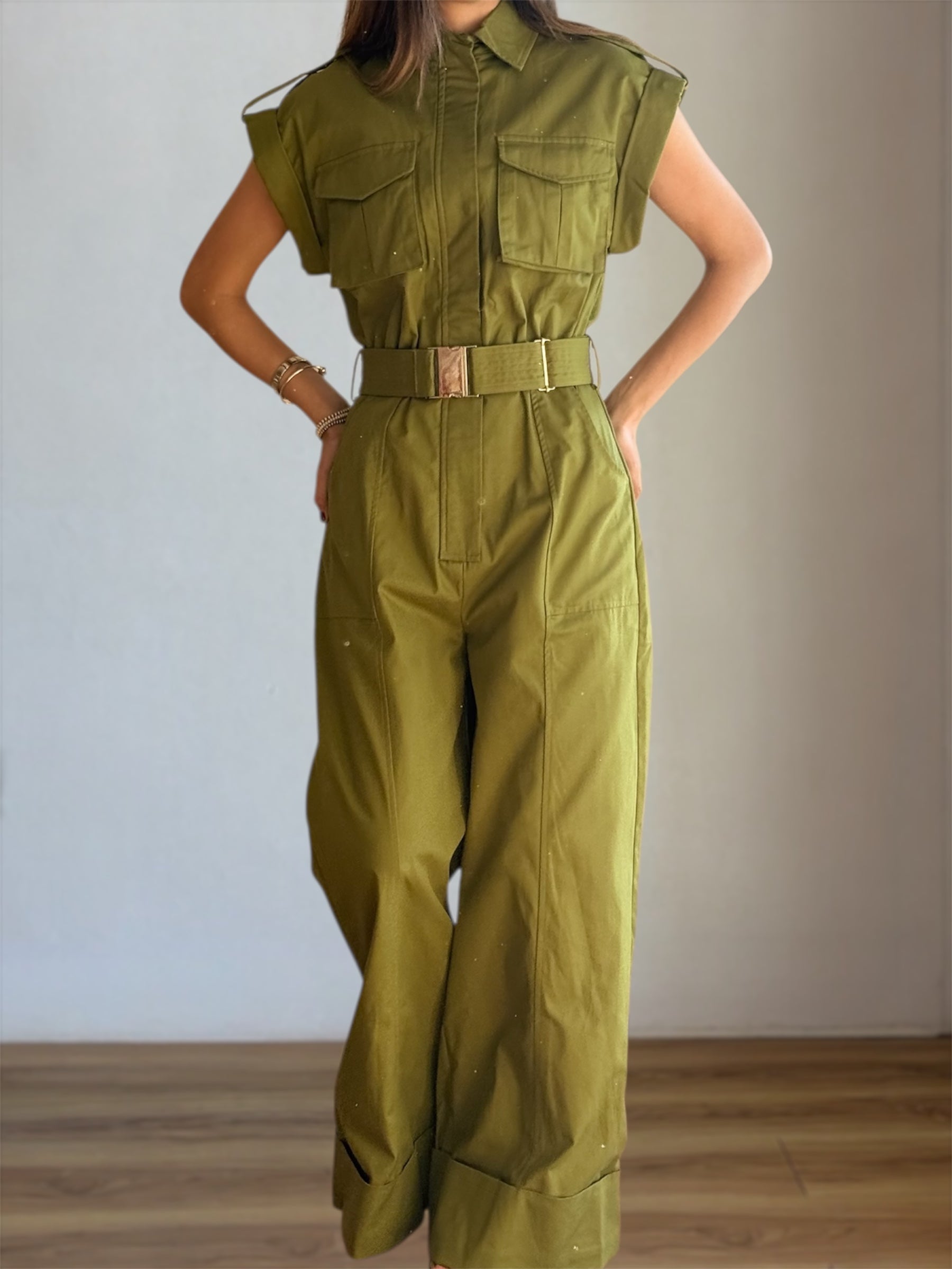 Jumper Olivo con Bolsillos