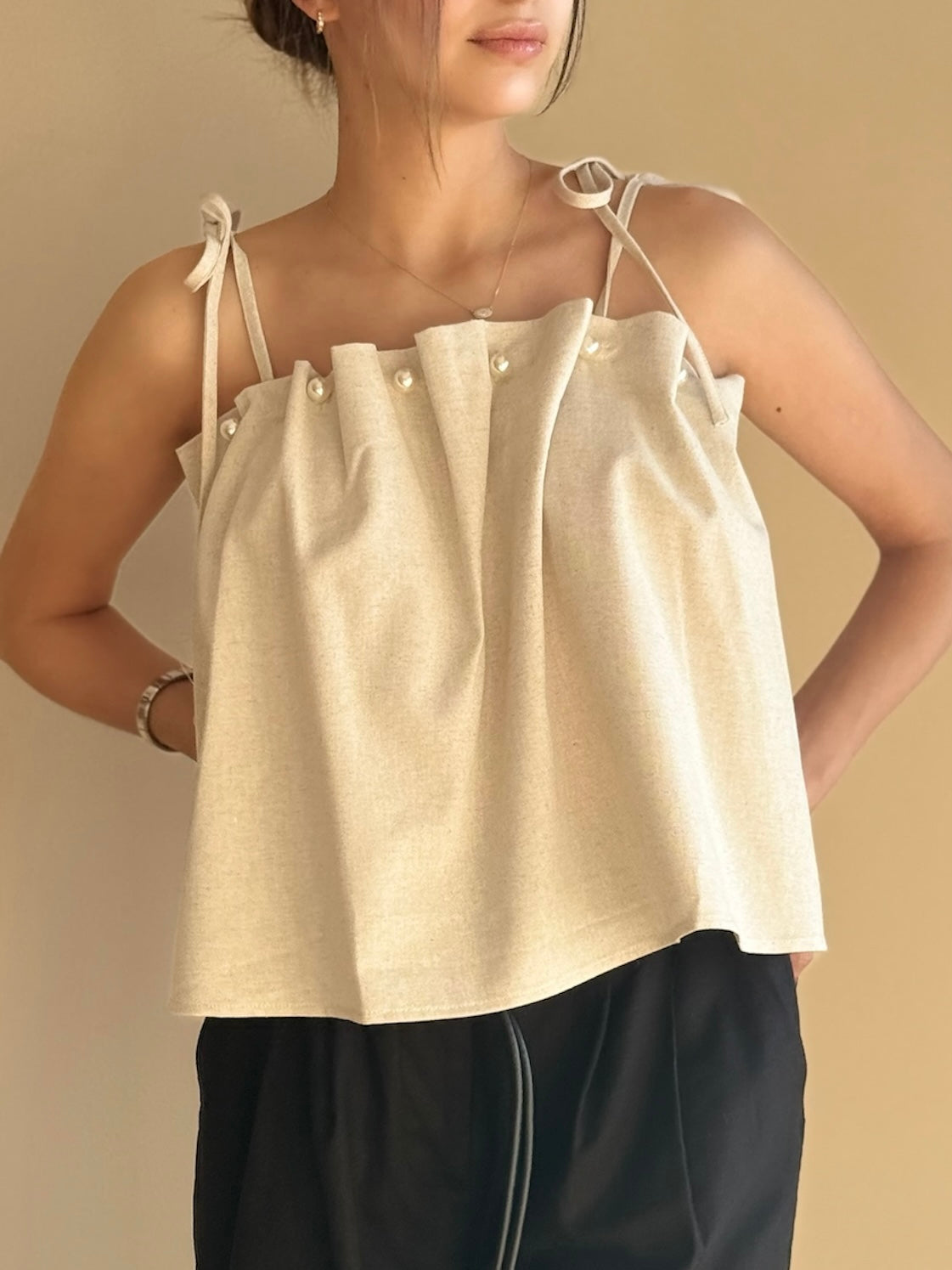 Blusa Lino con Perlas