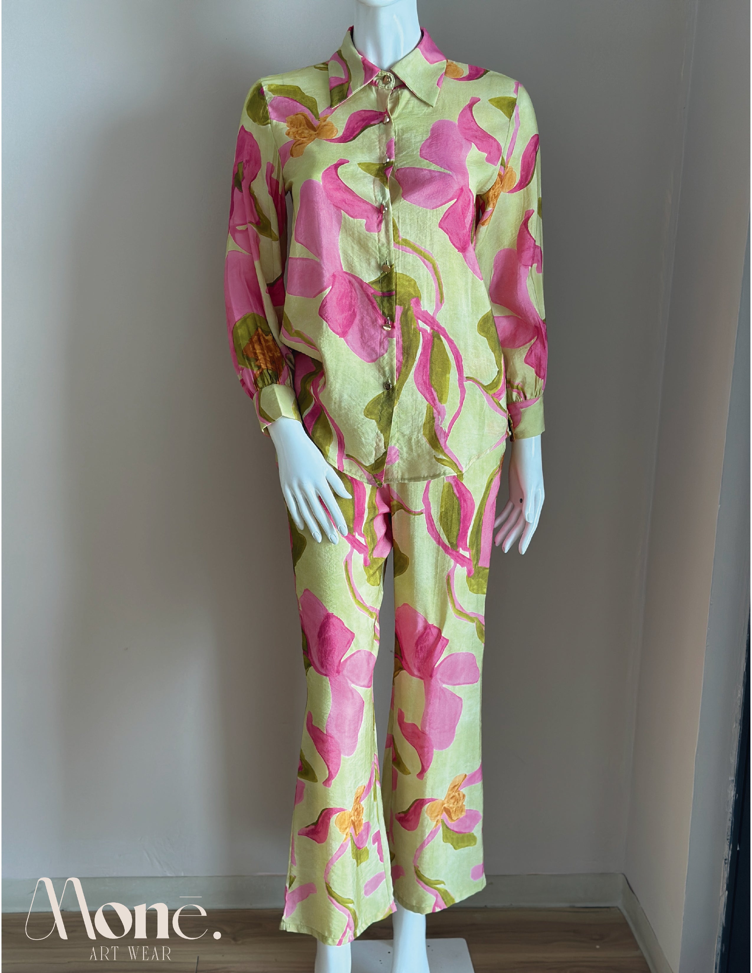 Set Pantalón:Blusa Manga Larga Verde Lima