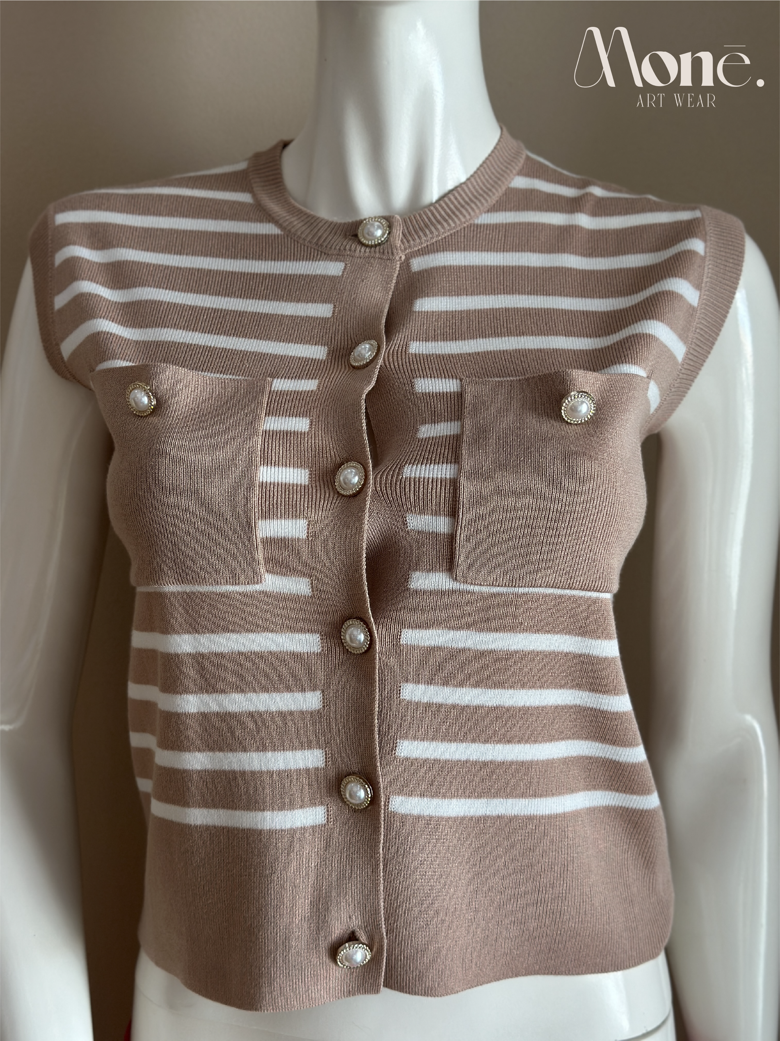 Blusa Rayas Botones perla