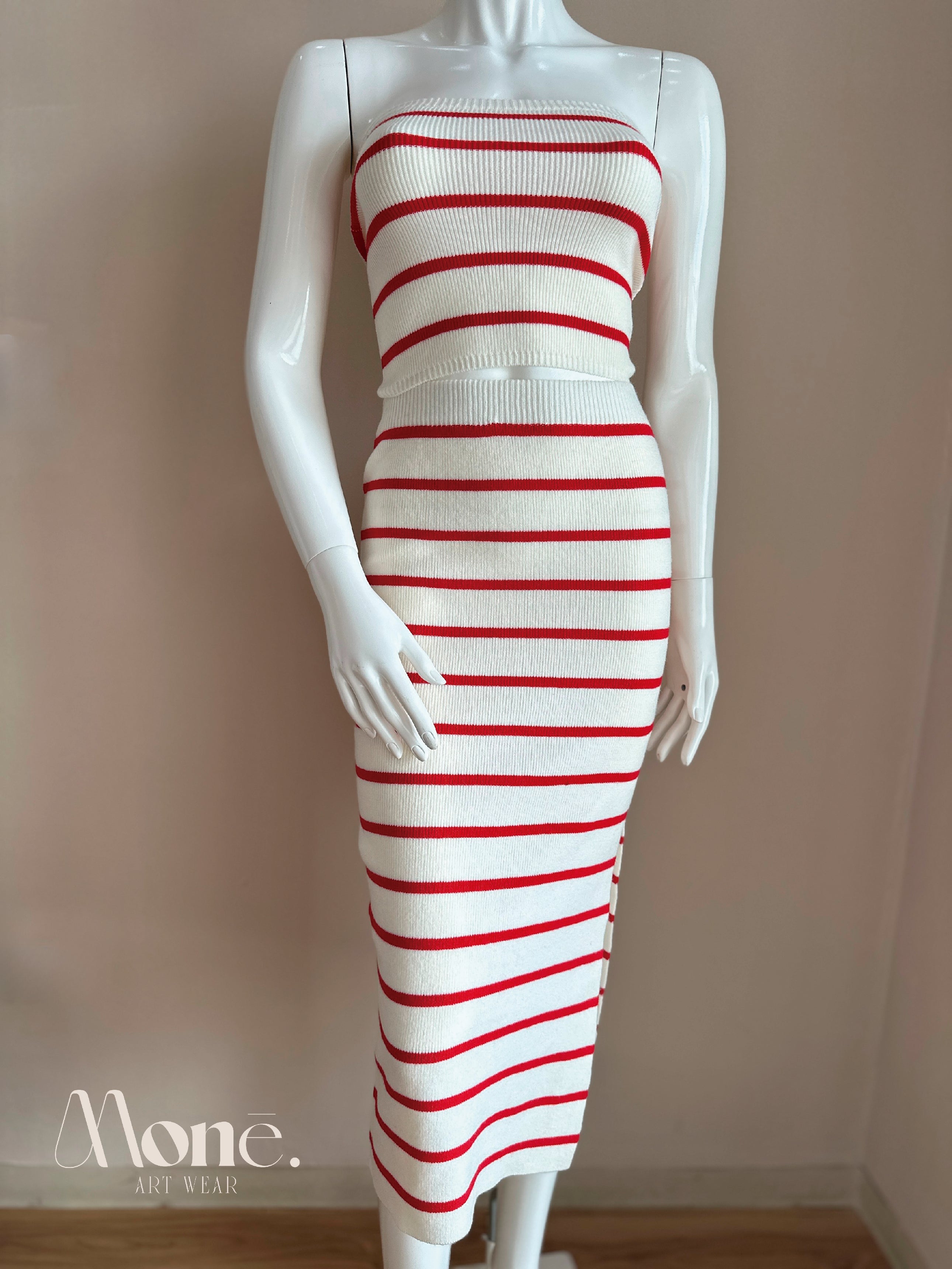 Set Rayas Falda Tubo